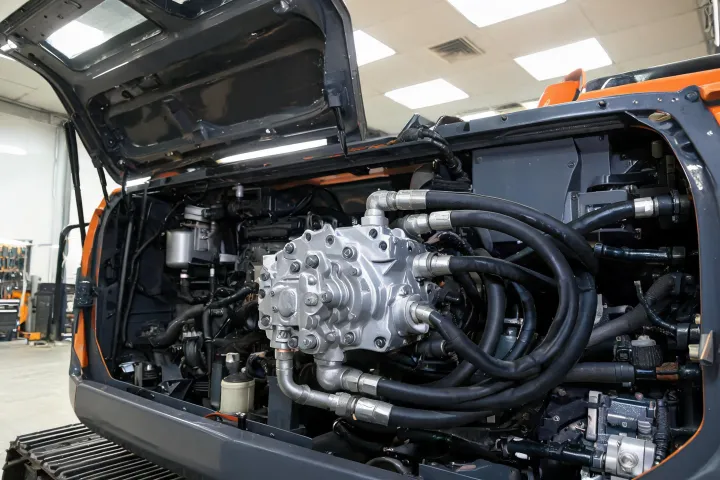 Smart hydraulic main pump bay on Sunward excavator